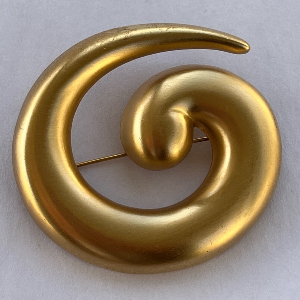 Vintage Signed Monet Gold Tone Brooch swirl design